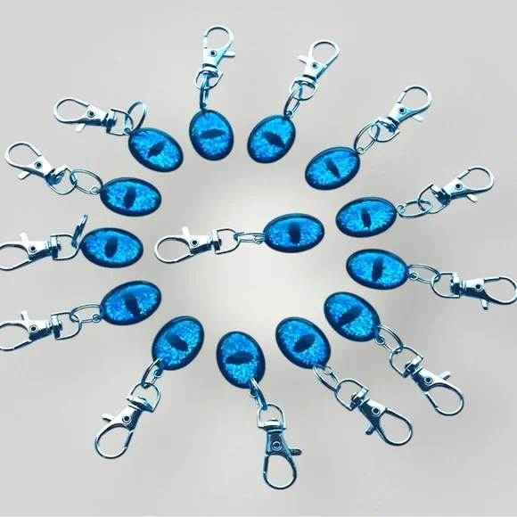 𝑯𝒂𝒏𝒅𝒎𝒂𝒅𝒆 Blue Dragon Eye Keychain w/Gift Bag - Picture 5 of 9